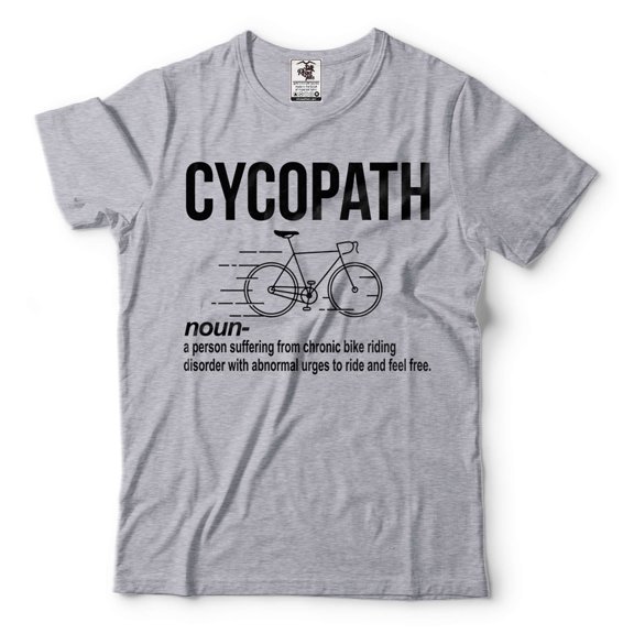 Mens Cycopath Definition Shirt Funny Bike Bicycle Shirts Biker Gifts Rider Shirt Bike Riding Shirts (Large Grey)