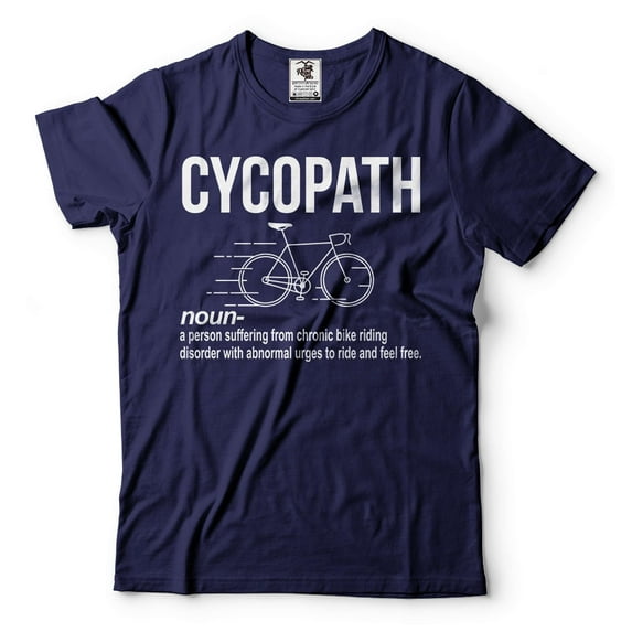 Mens Cycopath Definition Shirt Funny Bike Bicycle Shirts Biker Gifts Rider Shirt Bike Riding Shirts (Medium Navy Blue)