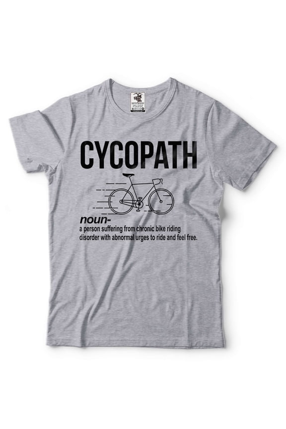 Mens Cycopath Definition Shirt Funny Bike Bicycle Shirts Biker Gifts Rider Shirt Bike Riding Shirts (X-Large Grey)
