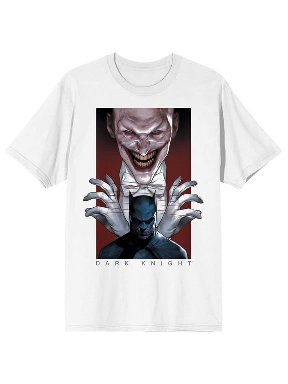 Mens DC Comic Book Batman & Joker Characters White Graphic Tee Shirt-XL