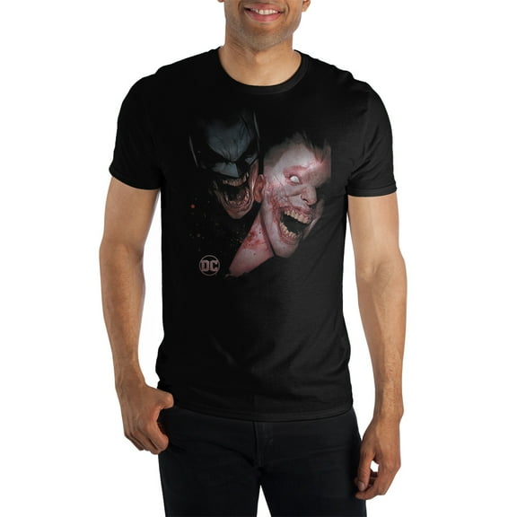 Mens DC Comic Book Batman & Joker Zombie Black Graphic Tee-M