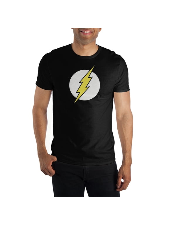 Mens DC Comic Book Superhero Flash Black Graphic Tee-3XL