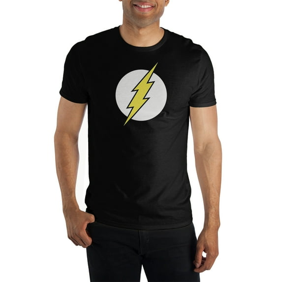 Mens DC Comic Book Superhero Flash Black Graphic Tee-M