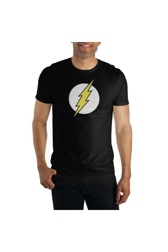 Mens DC Comic Book Superhero Flash Black Graphic Tee-S