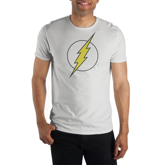 Mens DC Comic Book Superhero Flash White Graphic Tee-XXL