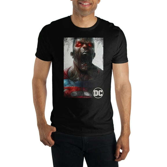 Mens DC Comic Book Superman Zombie Black Graphic Tee-6XL