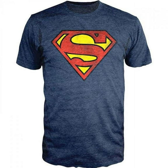 Mens DC Comics Logo Heather T-Shirt, Navy - Extra Large