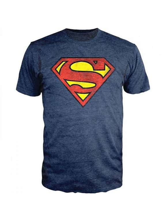 Mens DC Comics Logo Heather T-Shirt, Navy - Extra Large
