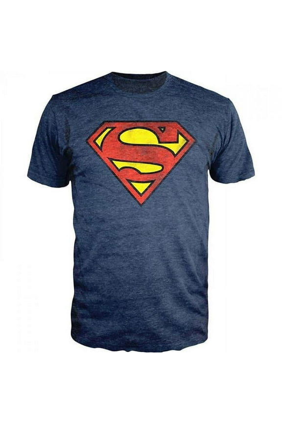 Mens DC Comics Logo Heather T-Shirt, Navy - Extra Large
