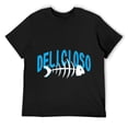 thumbnail image 1 of Mens DELICIOSO PESCADO PARA QUINTI Fish Eating Design T-Shirt Black, 1 of 5
