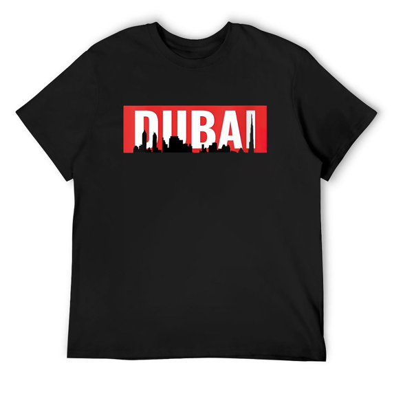 Mens DUBAI SHIRT | Graphic shirt Round Neck T-Shirt Black Small