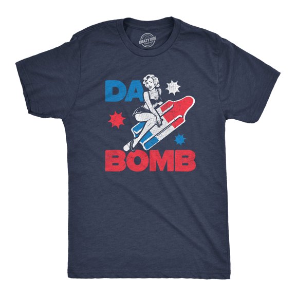 Mens Da Bomb T Shirt Funny Retro Fourth Of July Popsicle Tee for Guys Graphic Tees