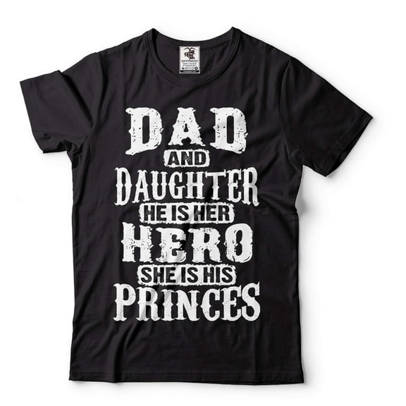 Mens Dad And Daughter Shirt Father Daughter Shirt He Is Her Hero And She is His Princess Shirt (XX-Large Black)