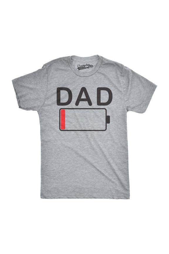 Mens Dad Battery Low Funny Sarcastic Graphic Tired Parenting Fathers Day T Shirt Graphic Tees