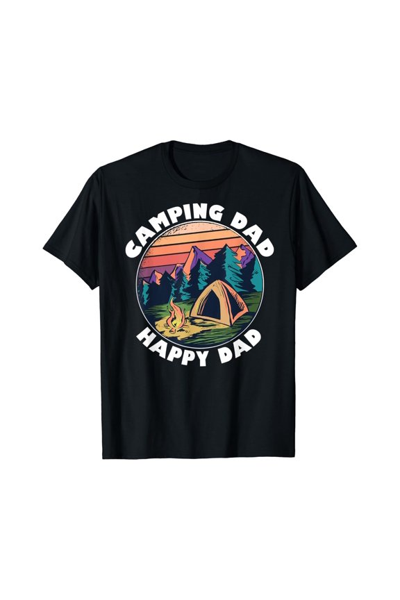 Mens Dad Camping T Shirt Happy Camping Dad Camper Gift Size S-5XL