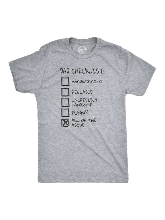 Mens Dad Checklist T Shirt Funny Fathers Day Tee Dad Gift Ideas Graphic Tees