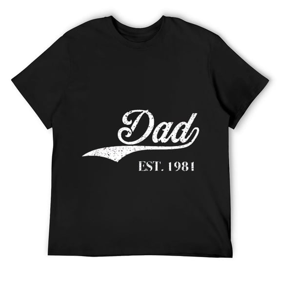 Mens Dad Est.1981 Perfect Father's Day Great Gift Love Daddy Dear T-Shirt Black