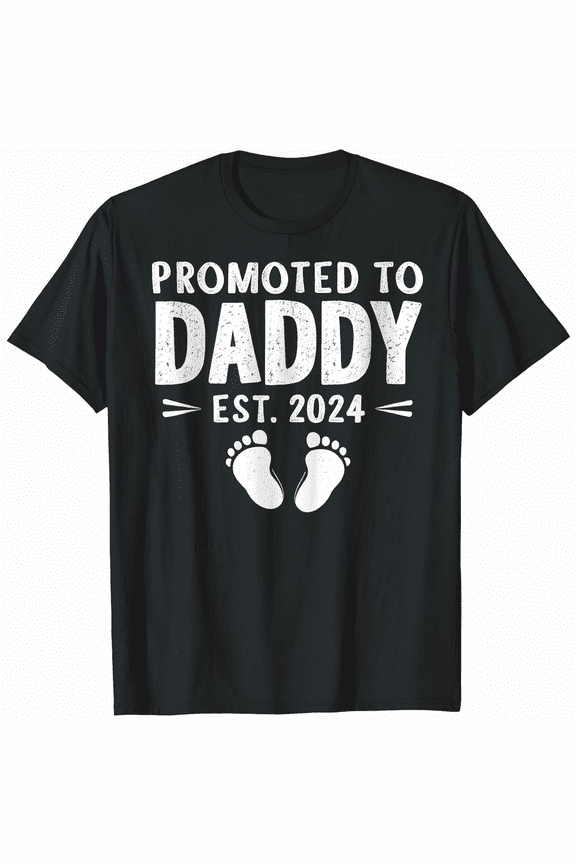 Mens Dad Est 2024 First Fathers Day 24 Promoted to Daddy Dad T-Shirt
