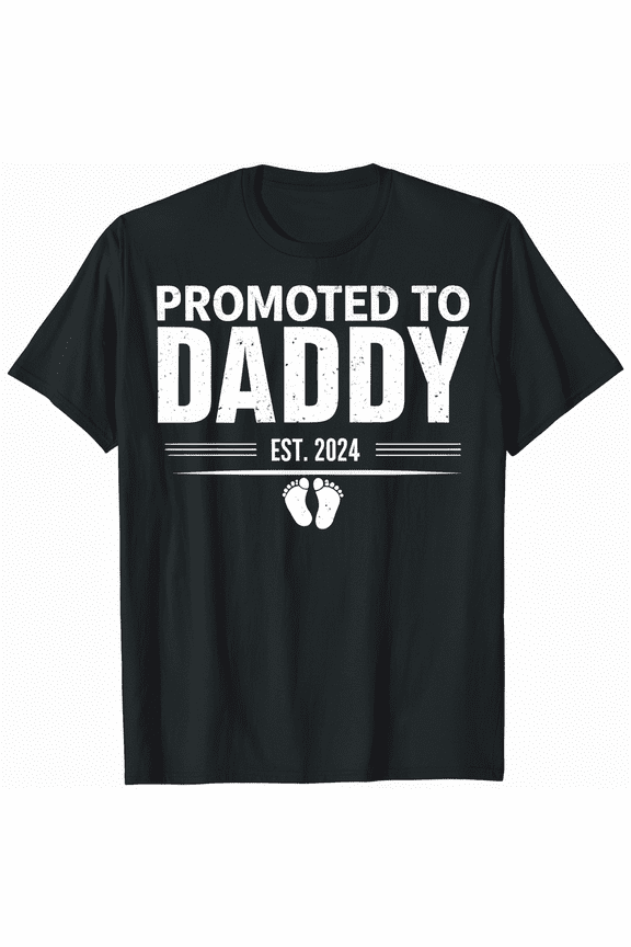 Mens Dad Est 2024 First Fathers Day 24 Promoted to Daddy For New Dad T-Shirt