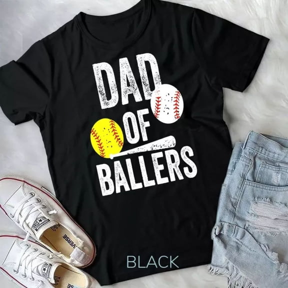 Mens Dad Of Ballers T Shirt Baseball Softball Gift From Son Unisex T-Shirt