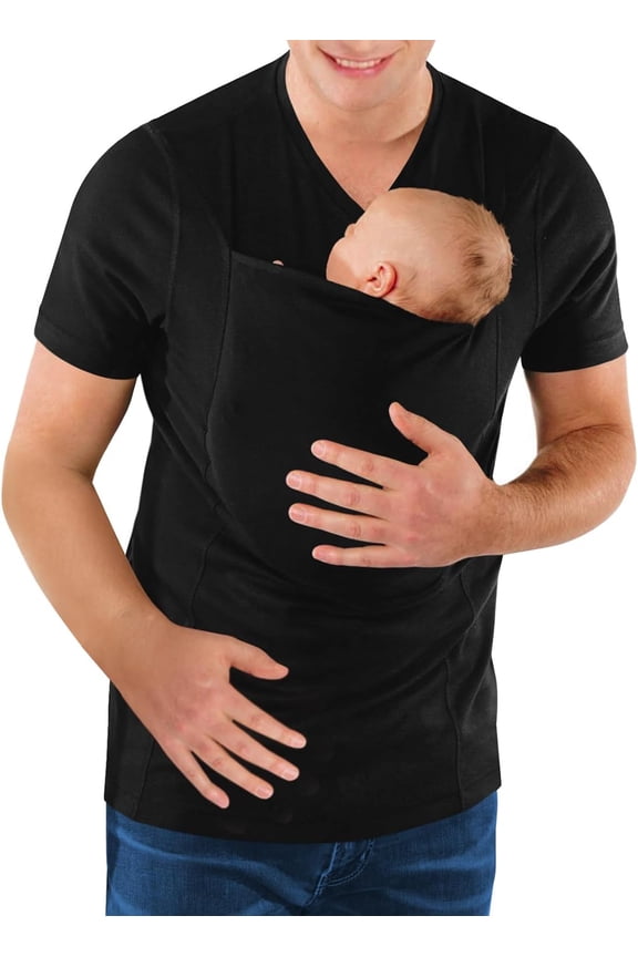 Mens Dad Shirts Baby Carrier Shirt Short Sleeve Skin to Skin New Dad Gifts T-Shirt with Pocket