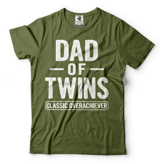 Mens Dad T-shirt Dad Of Twins Shirt Father's Day Shirt Father Of Twins Shirt Twin Dad Gifts (Large Military Green)