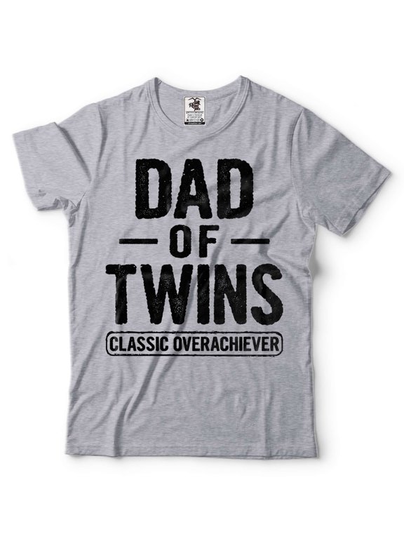 Mens Dad T-shirt Dad Of Twins Shirt Father's Day Shirt Father Of Twins Shirt Twin Dad Gifts (Small Grey)