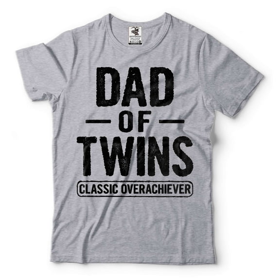 Mens Dad T-shirt Dad Of Twins Shirt Father's Day Shirt Father Of Twins Shirt Twin Dad Gifts (X-Large Grey)