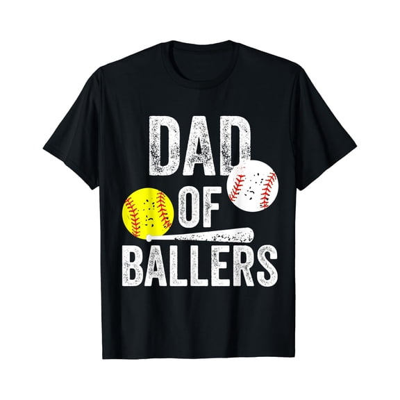 Mens Dad of Ballers T Shirt Funny Baseball Softball Gift from Son