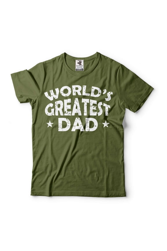 Mens Dad shirt World's Greatest Dad Shirt Fathers Day Dad Shirt Dad Birthday Tee Greatest Dad shirt (Medium Military Green)