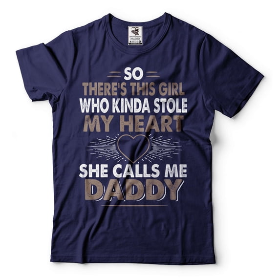 Mens Daddy T-shirt She Calls Me Daddy Shirt Daughter Dad T-Shirt Dad Father Daughter Tees (Small Navy Blue)
