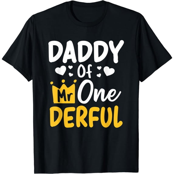Mens Daddy of Mr Onederful 1st Birthday Matching Family T-Shirt
