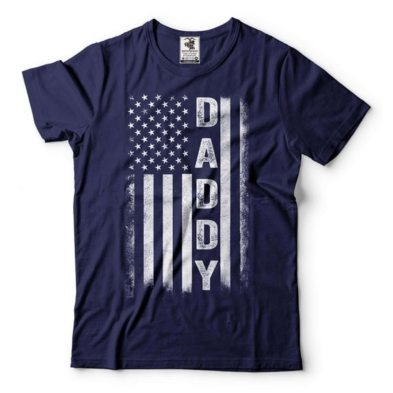 Mens Daddy shirt Daddy USA Flag Tee USA Patriotic Shirt Fathers Day Dad Shirt Father's Day Gifts (3X-Large Navy Blue)