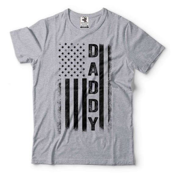 Mens Daddy shirt Daddy USA Flag Tee USA Patriotic Shirt Fathers Day Dad Shirt Father's Day Gifts (Large Grey)