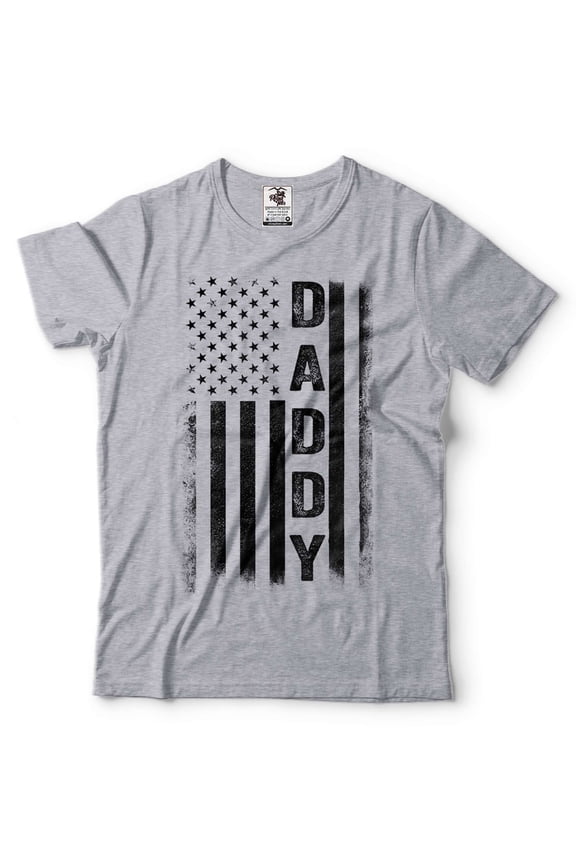 Mens Daddy shirt Daddy USA Flag Tee USA Patriotic Shirt Fathers Day Dad Shirt Father's Day Gifts (Small Grey)