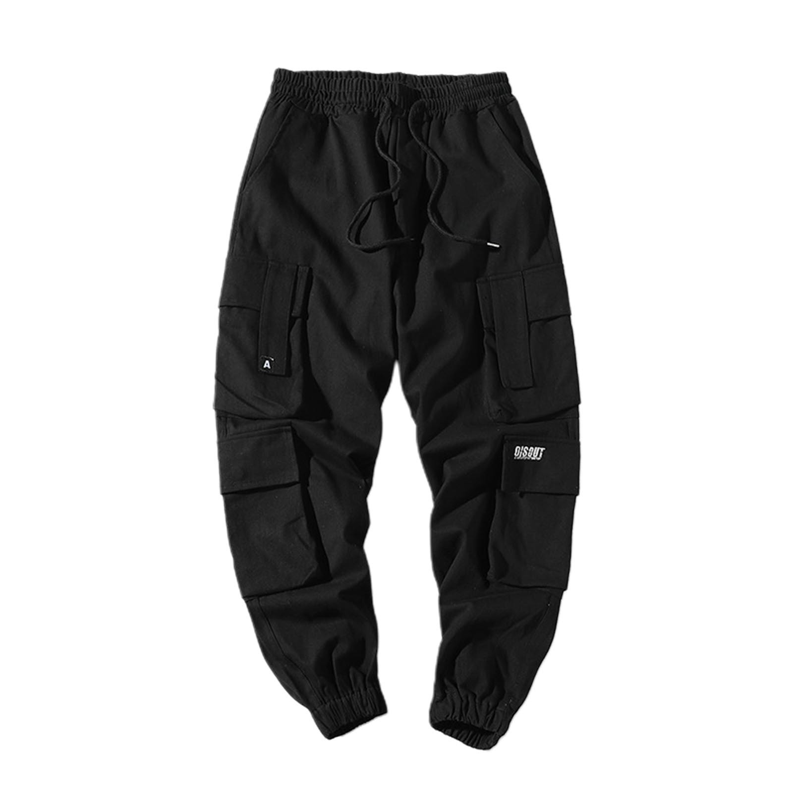 Mens Daily Pants Joggers 2024 New Overalls Fashion Multi Pocket Drawstring Outdoor Hiking