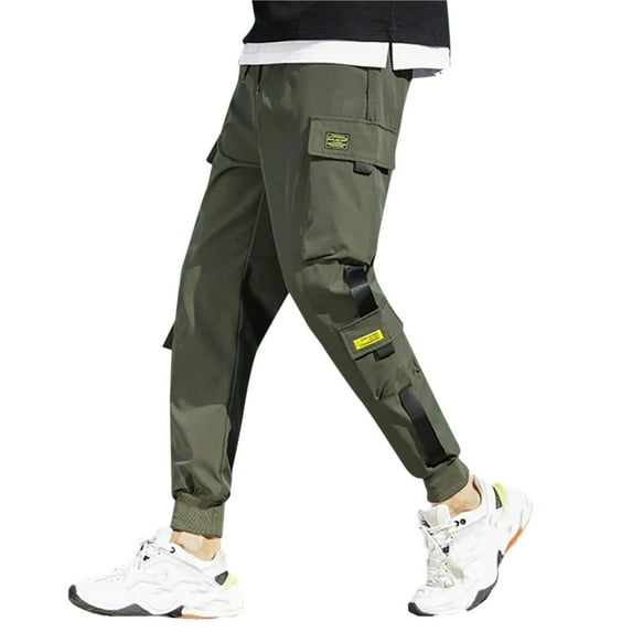Mens Daily Pants Joggers Loose Plus Size Trousers Big And Tall Trend Versatile Pants Green Lounge Pajama Yoga Pants M