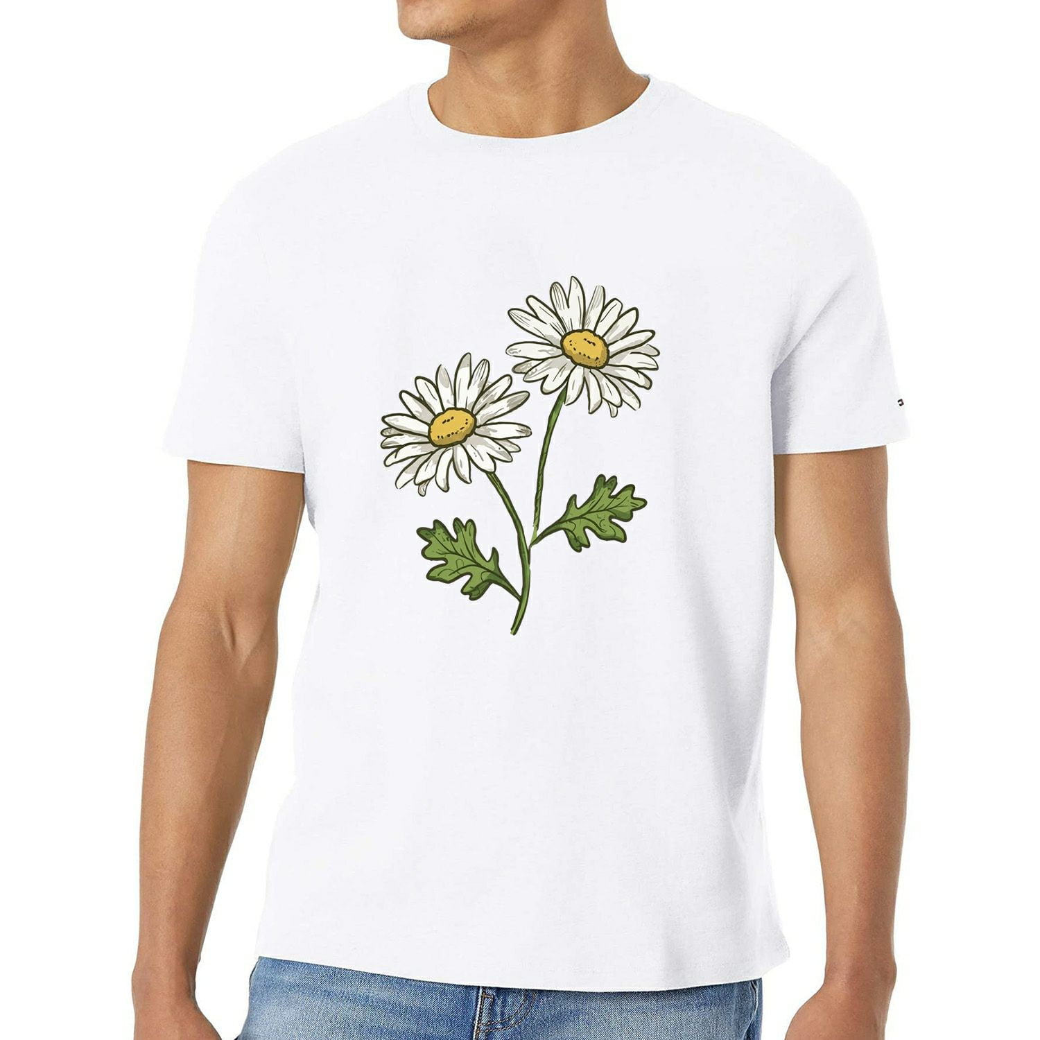 Mens Daisy Crew Neck T-Shirt White - Walmart.com