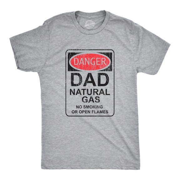 Mens Danger Dad Natural Gas T Shirt Funny Farting Father Warning Sign Tee for Guys Graphic Tees