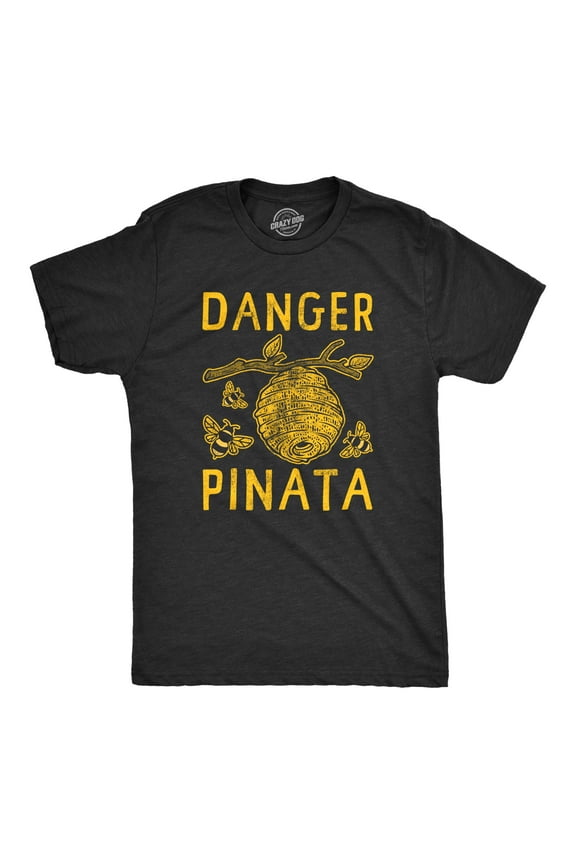 Mens Danger Pinata T Shirt Funny Sarcastic Beehive Buzzing Bee Joke Tee for Guys Graphic Tees