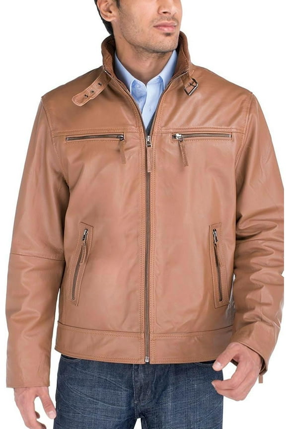 Mens Dark Camel Coat Luciano Natazzi Quality Cowhide PDM