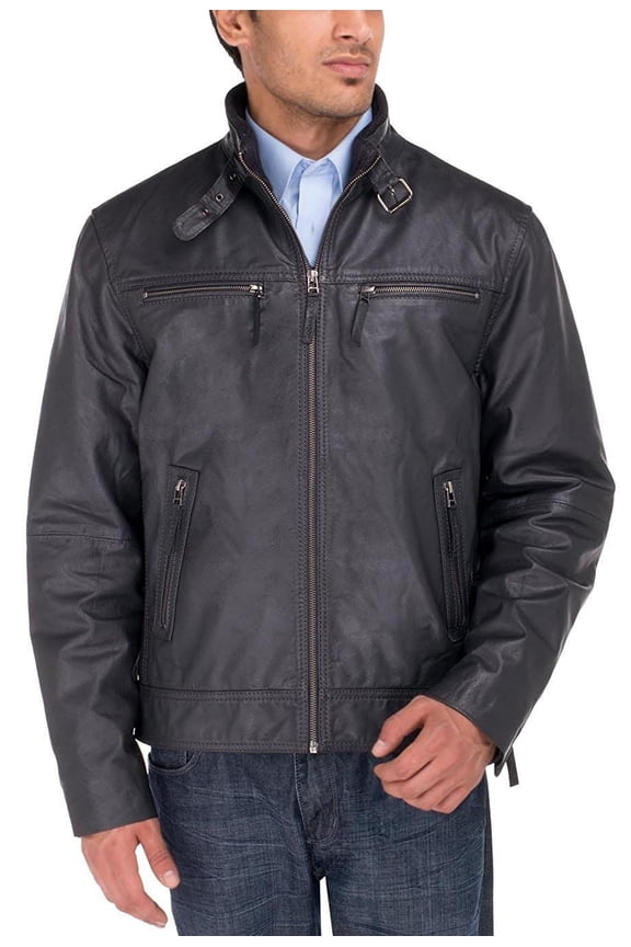 Mens Dark Gray Coat Luciano Natazzi Quality Cowhide PDM