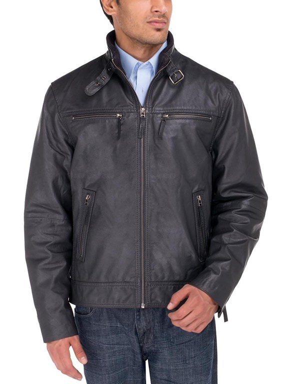 Mens Dark Gray Coat Luciano Natazzi Quality Cowhide PDM