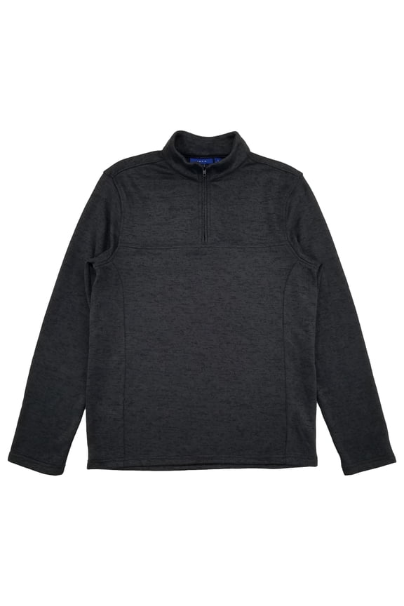 Mens Dark Gray Fleece Pullover Quarter Zip Sweater Small