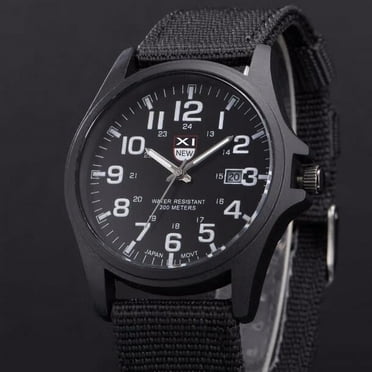 Mens Date Stainless Steel Military Sports Analog Quartz Army Wrist Bk (Men'S )
