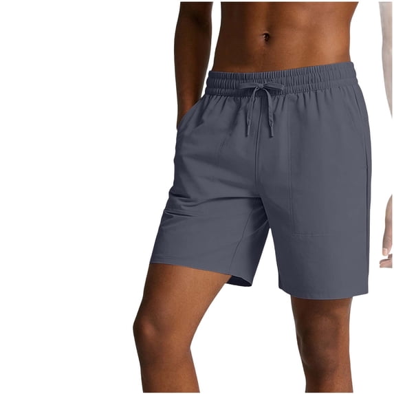 Mens All Day Comfy Pull-On Shorts 7" - Golf Casual Elastic Waist Quick Dry Cooling Shorts for Athletic Daily with Pockets Big and Tall Size S-4XL Gray