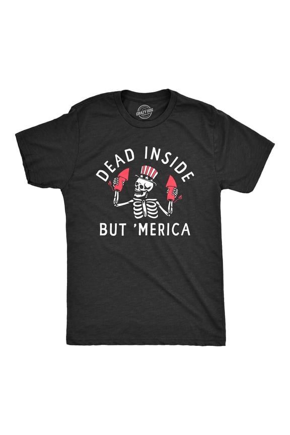 Mens Dead Inside But Merica T Shirt Funny Depressed Fourth Of July Party Tee for Guys Graphic Tees