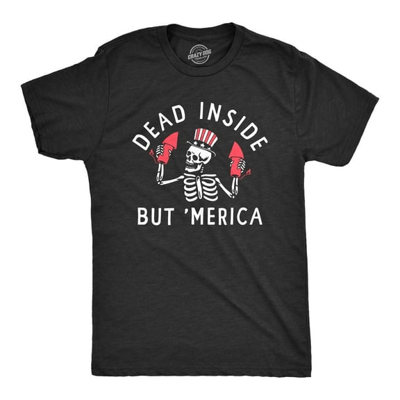 Mens Dead Inside But Merica T Shirt Funny Depressed Fourth Of July Party Tee for Guys Graphic Tees