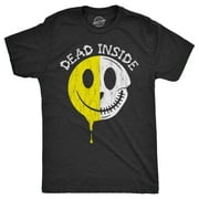 Mens Dead Inside T Shirt Funny Creepy Skeleton Smile Face Joke Tee for Guys Graphic Tees