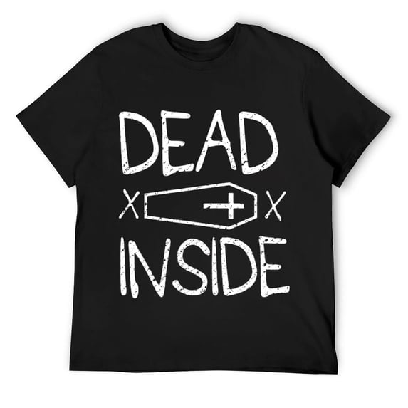 Mens Dead Inside Traditional Coffin Design with Cross Funny T Shirt Black Medium